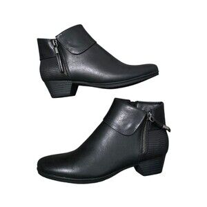 Kim Rogers Rusty Booties Shoes Womens Size 7.5M Black Vegan Leather Side Zip